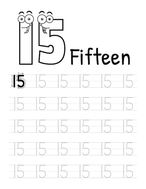 Number Tracing Book Interior For Kids Children Writing Worksheet Premium Vector Elements16