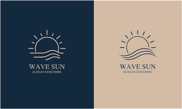 Ocean Sun Wave Logo Design Template