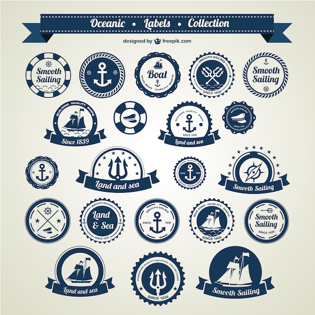 Vector oceanic labels collection