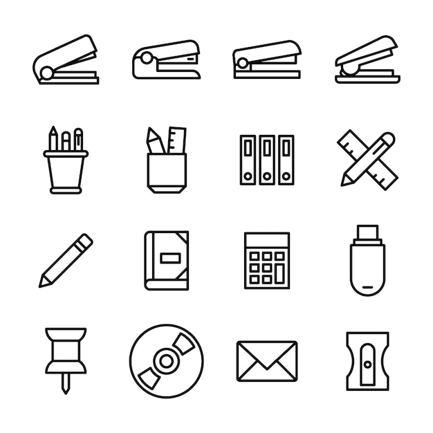 Office Desk Accessories Icons Pack