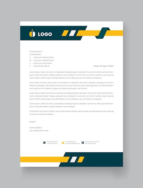 official editable letterhead print ready design for corporate use