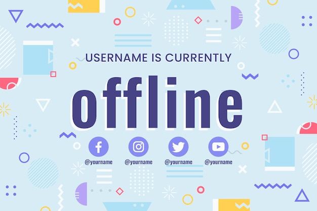 Vector offline twitch banner template