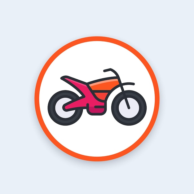 Offroad bike motorcycle vector icon flat style with outline