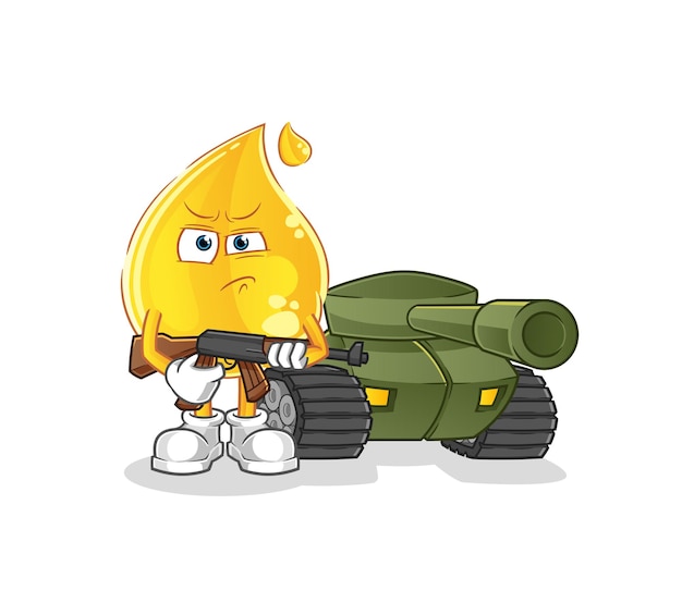 Vector oil soldier with tank character. cartoon mascot vector