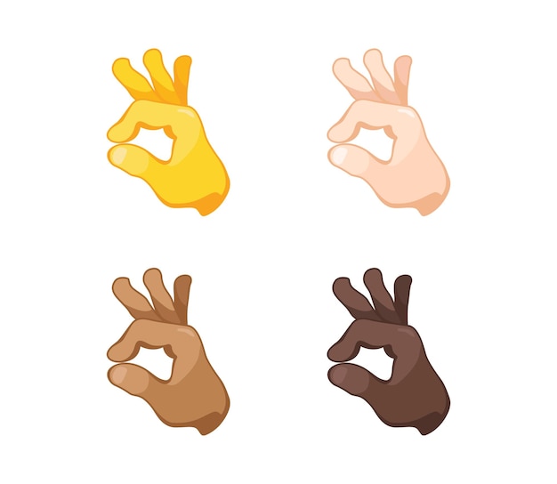 Vector ok hand gesture icon. ok hand emoji. ok sign. all skin tone gesture emoji