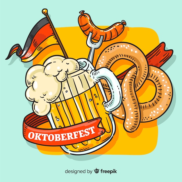 Oktoberfest concept with hand drawn background