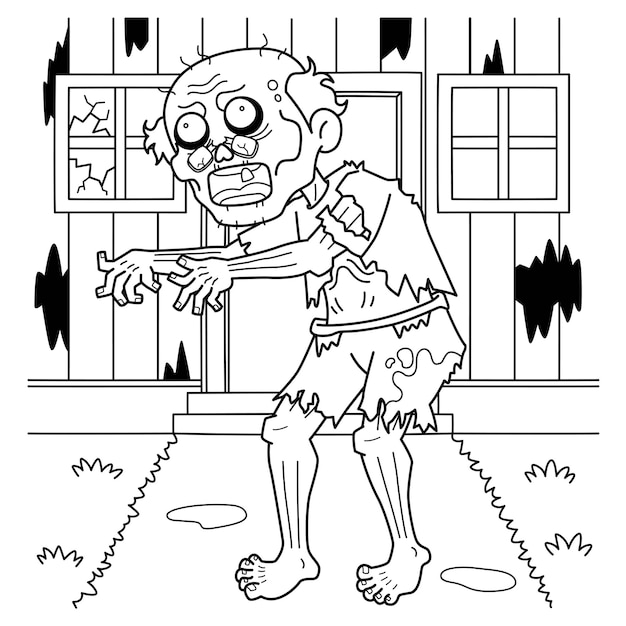 Old Zombie Coloring Page for Kids