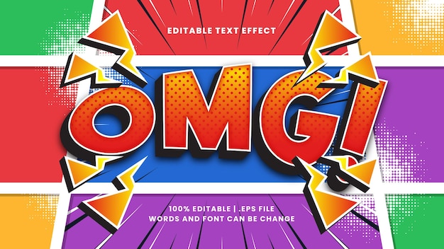 OMG comic text effect editable retro and vintage text style