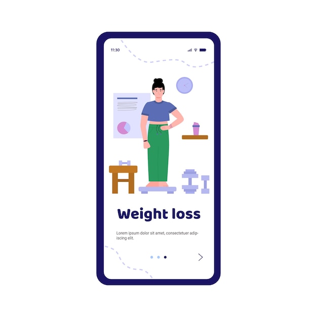 Onboarding mobile page of nutritionist or dietitian flat vector illustration