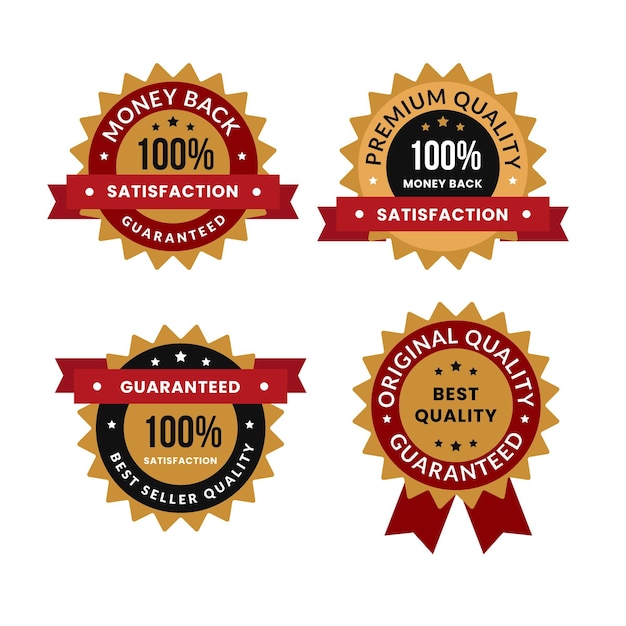 One hundred percent guarantee badge collection