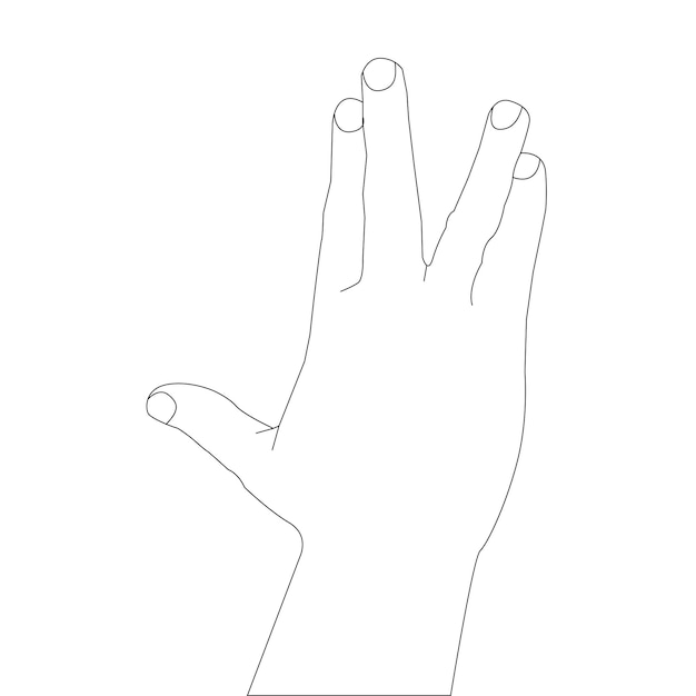 Vector one line drawing hand holding and outline vector on white background
