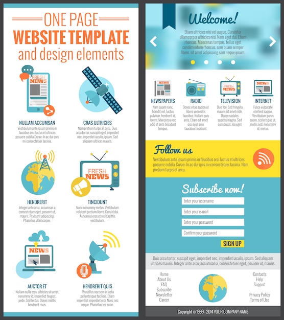 Vector one page web site template
