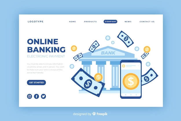 Online banking landing page