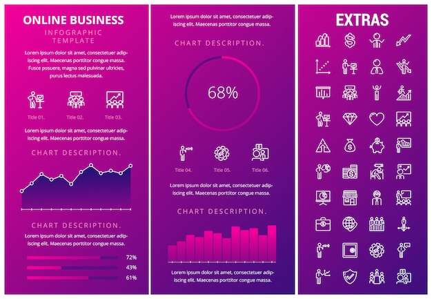 Online business infographic template and elements.