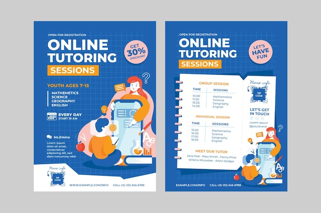 Online Class Private Tutoring Services Flyer Template in Vector V1