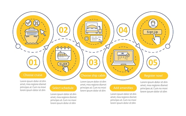 Vector online cruise booking vector infographic template