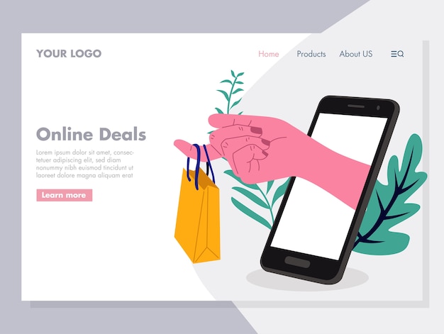 Online Deals vector Illustration for landing page