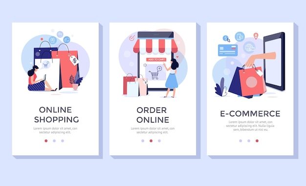 Online shopping banner, mobile app templates, concept vector illustration flat design