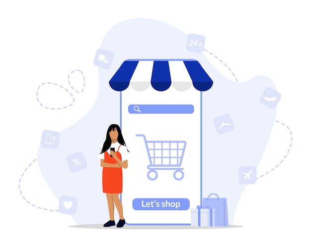 Online shopping concept illustration