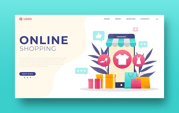 Online shopping concept for landing page