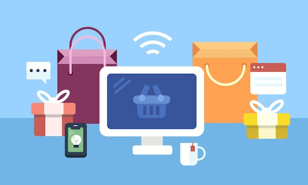 Vector online shopping icons set