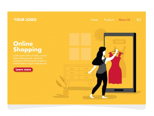 Online Shopping Illustration for landing page