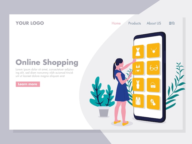 Online Shopping Illustration for landing page