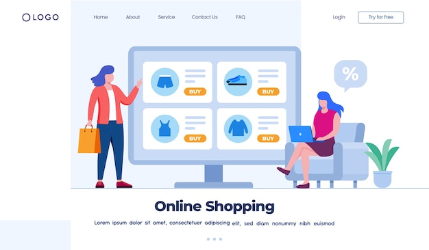 Vector online shopping landing page concept