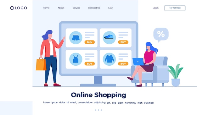 Online shopping landing page concept