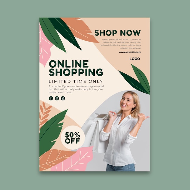 Online shopping vertical flyer template