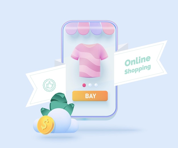 Vector online shopping on the website and mobile app conceptual illustration with online store interface