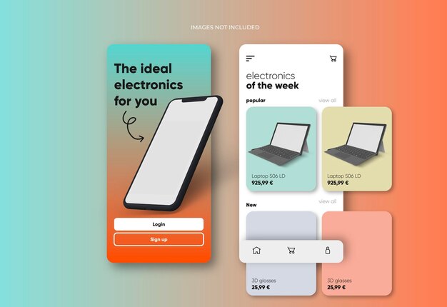 Vector online tech shopping app interface