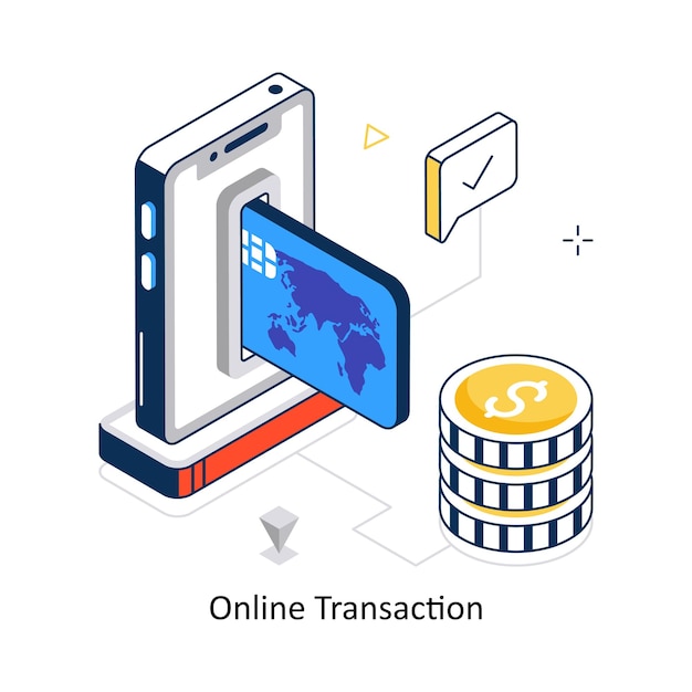 Vector online transaction concept vector isometric style stock illustration eps file