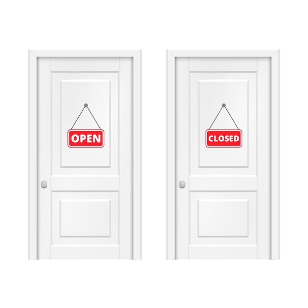 Vector open and closed sign on door.