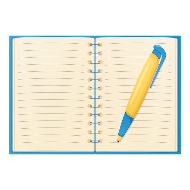 Open notebook with pen school office equipment