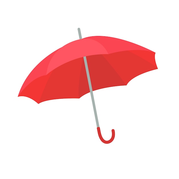 Open red umbrella isolated vector illustration