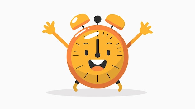 Vector an orange alarm clock with the words happy face