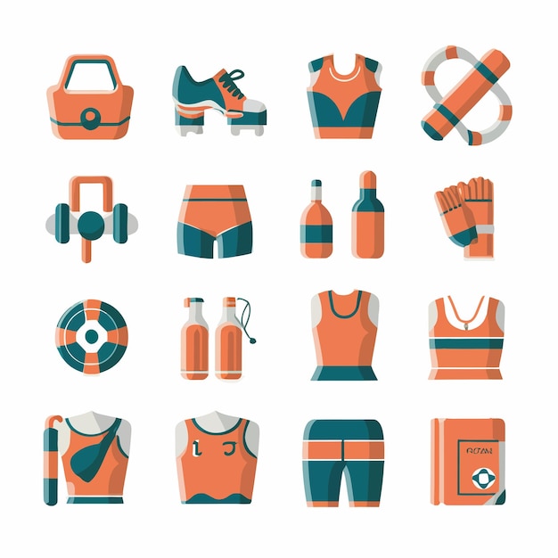 Vector orange and blue life vests with orange life vests and life vests