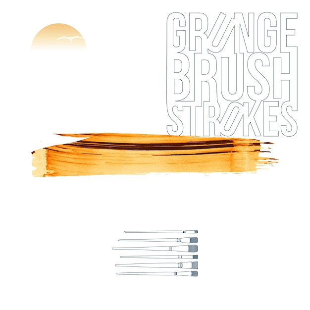 Orange brush stroke and texture Grunge vector abstract hand painted element