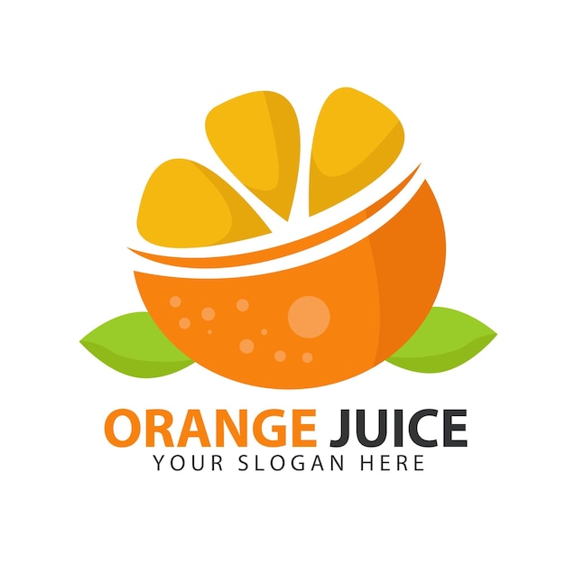 Orange slice with leaf isolated on a logo