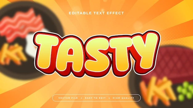 Vector orange yellow and red tasty 3d editable text effect font style