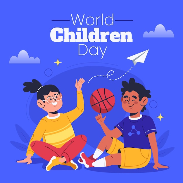 Organic flat world children's day illustration