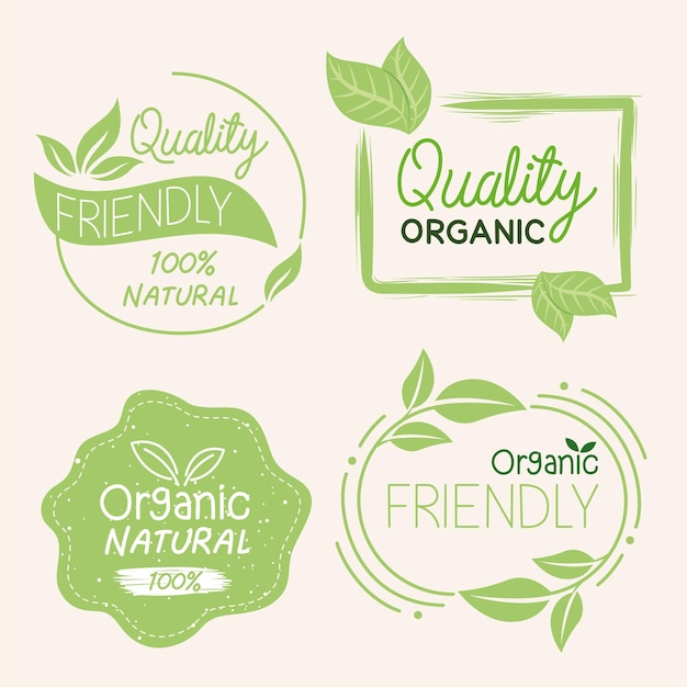 Vector organic natural labels collection