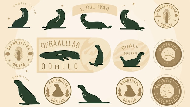 Vector organic seals on beige background vector illustration