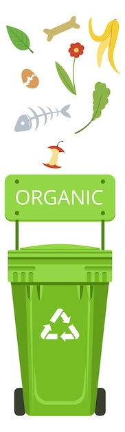 Organic waste Sorted trash can green container