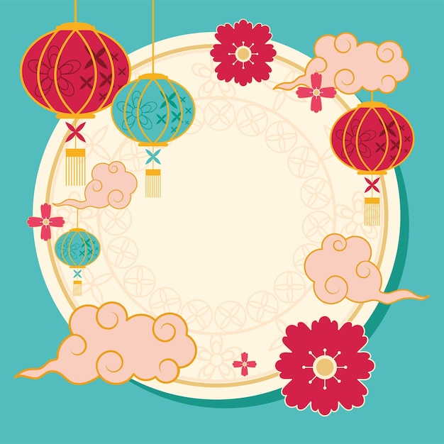 Vector oriental frame design