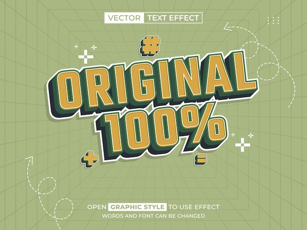 Vector original 100 editable text font effect 3d text for title