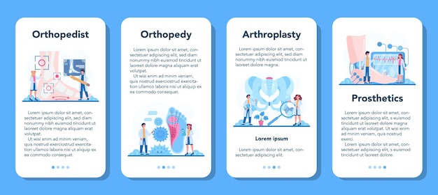 Vector orthopedics doctor mobile application banner set