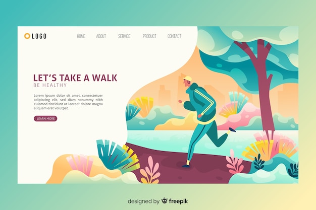 Vector outdoor activities landing page template