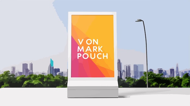 Vector outdoor stand display mockup with empty information board